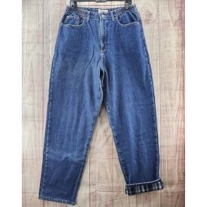 Vtg L.L Bean Original Fit Relaxed High Waist Flannel Plaid Lined Mom Jean 16M/T